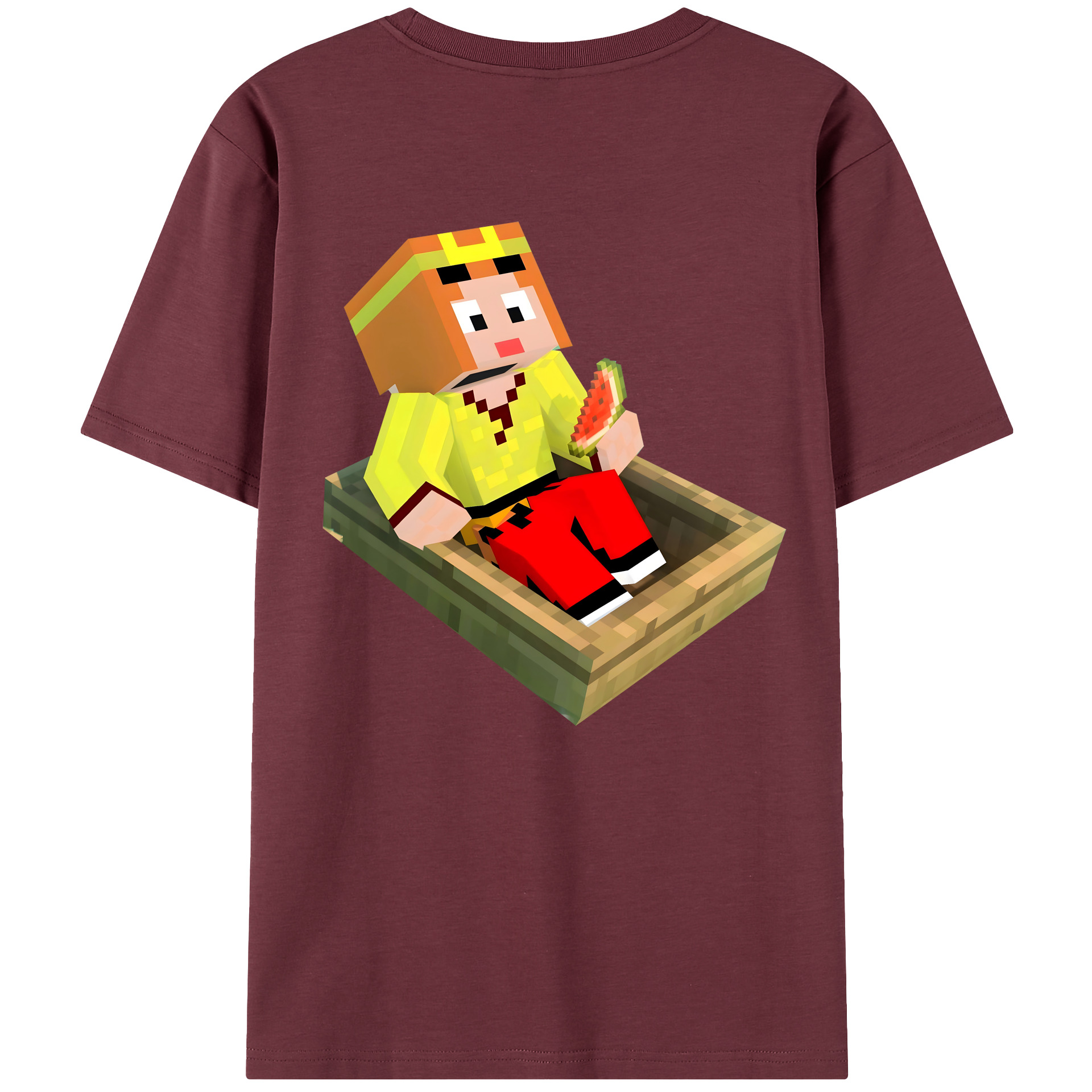 （画像用） マインクラフト ブロックの世界 Minecraft MC Block world 綿100％半袖Tシャツ（背面プリント）